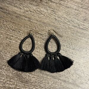 Chic Black Tassel Drop Earrings